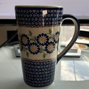 Blue Rose Polish Pottery Peach Blossom Large Coffee Mug